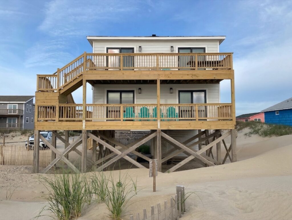 Exterior view of oceanfront vacation rental in the Outer Banks