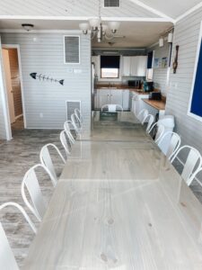 Dining area in oceanfront vacation home in North Carolina