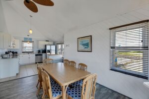 Dining area in oceanfront Outer Banks beach house rental with ocean and beach views