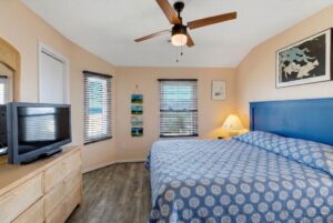Master bedroom with king bed in OBX oceanfront vacation rental