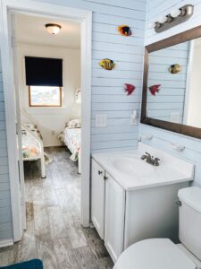 Full bathroom in oceanfront vacation rental house in Nags Head, North Carolina
