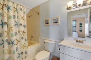 Master bathroom in OBX oceanfront vacation rental