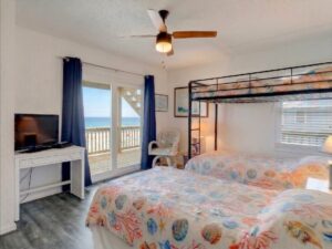 Guest bedroom in oceanfront rental home in North Carolina