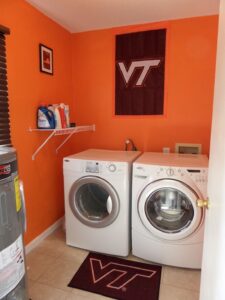 Virginia Tech Hokie decorated laundry room in Oceanfront rental home in OBX